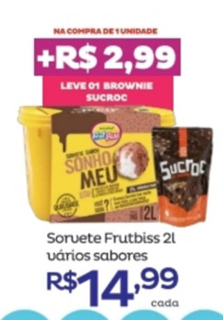Super Lagoa Sorvete Frutbiss 2L varios sabores oferta