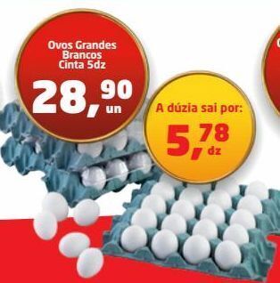 Tenda Atacado Ovos grandes brancos cinta 5dz oferta