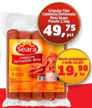 Tenda Atacado Linguiça calabresa defumada seara 2,5kg oferta