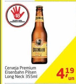 Cerveja premium eisenbahn pilsen long neck 355ml