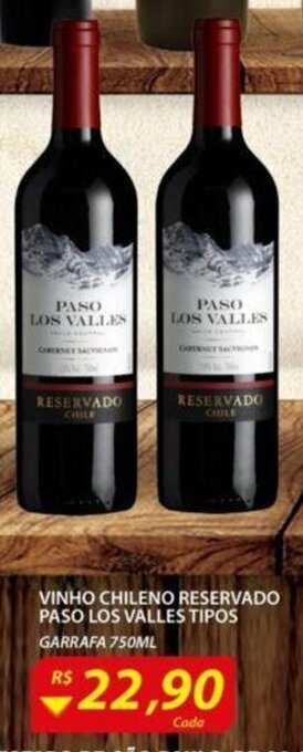Assaí Atacadista Vinho Chileno Reservado Paso Los Valles tipos 750ml oferta