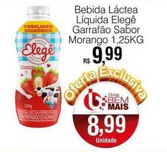 Bebida láctea líquida elegê garrafão sabor morango