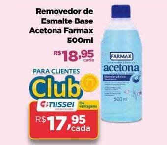 Farmácias Nissei Removedor de esmalte base acetona farmax oferta