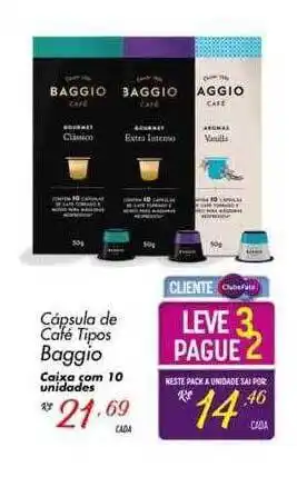 Cápsulas de café tipos baggio caixa com 10