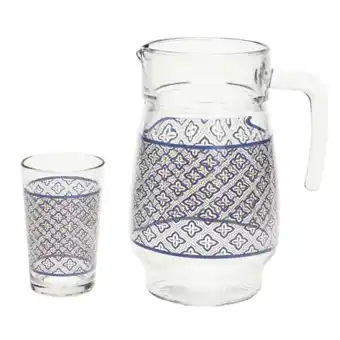 Perini Conjunto de jarra e copo vidro decor krea 7 peças oferta