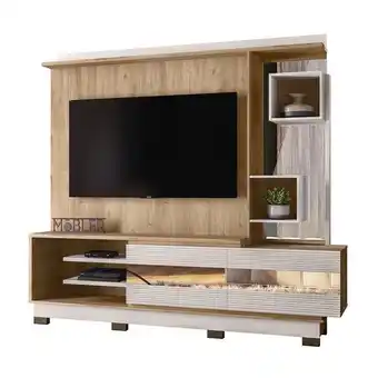 Carrefour Home theater milano m02 para tv até 65" teca supremo/off white - amarena móveis oferta