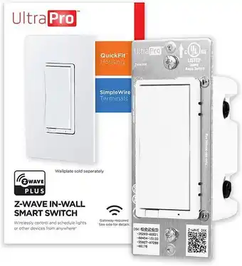 Ultrapro z-wave plus smart light switch, in-wall white paddles built-in repeater range extender zwave hub necessário - alexa