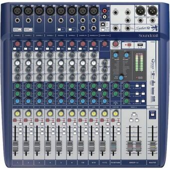 Carrefour Mesa de som 12 canais signature 12 azul soundcraft oferta