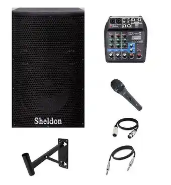 Carrefour Kit de som ativo caixa sheldon shb3800a + mesa 4 canais + oferta