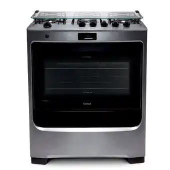 Fogão consul 5 bocas cor inox com dupla chama e timer digital - cfs5qar