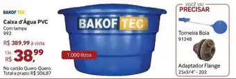 Quero Quero Caixa D'água Pvc Bakoftec oferta