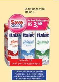 Supermercados Savegnago Leite longa vida italac oferta