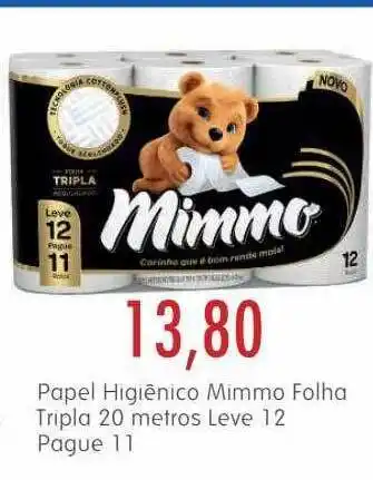 Papel higiênico mimmo folha tripla 20 metros