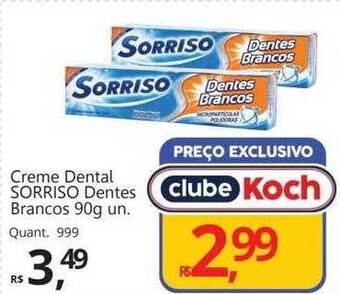 Creme dental sorriso dentes brancos