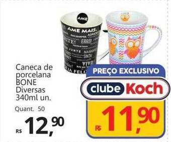 Supermercados Koch Caneca de porcelana bone diversas oferta