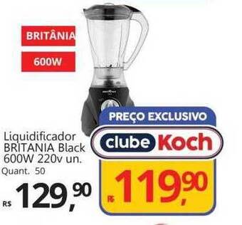 Supermercados Koch Liquidificador britania black 600w 220v oferta