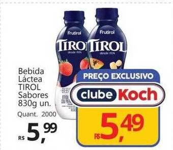 Supermercados Koch Bebida láctea tirol sabores oferta