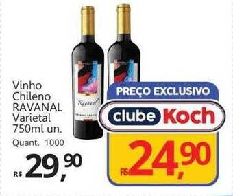 Supermercados Koch Vinho chileno ravanal varietal oferta
