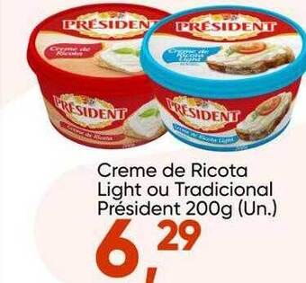 Imec Supermercados Creme de ricota light ou tradicional président oferta