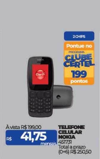 Lojas Certel Telefone celular nokia oferta