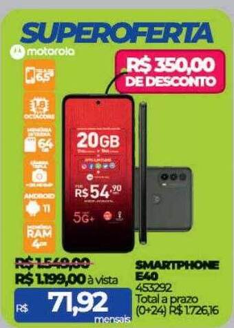 Lojas Certel Smartphone e40 motorola oferta