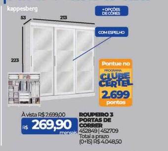Lojas Certel Roupeiro 3 portas de correr kappesberg oferta