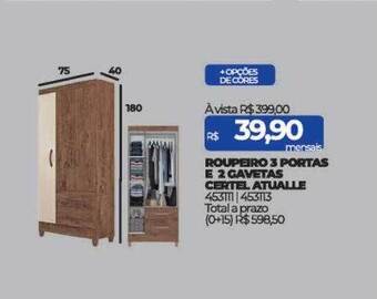 Lojas Certel Roupeiro 3 portas e 2 gavetas certel atualle oferta