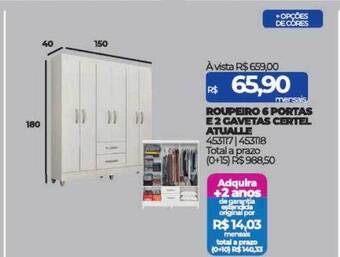 Lojas Certel Roupeiro 6 portas e 2 gavetas certel atualle oferta