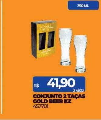 Lojas Certel Conjunto 2 taças gold beer kz oferta