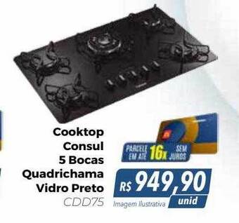 Cooktop consul 5 bocas quadrichama vidro preto