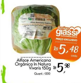 Giassi Supermercados Alface americana orgânica in natura vivaris oferta
