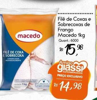 Giassi Supermercados Filé de coxas e sobrecoxas de frango macedo oferta