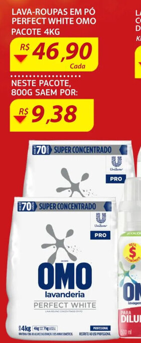 Assaí Atacadista Lava roupas em po Perfect White Omo 4kg oferta