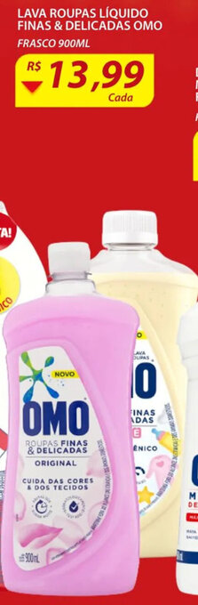 Assaí Atacadista Lava roupas Liquido Finas & Delicadas Omo 900ml oferta