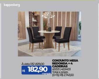 Lojas Certel Conjunto mesa redonda + 4 cadeiras kappesberg oferta