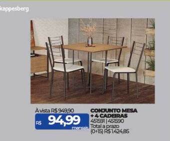 Lojas Certel Conjunto mesa + 4 cadeiras kappesberg oferta