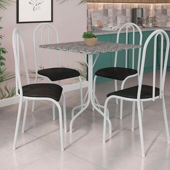 Conjunto de mesa 4 cadeiras tampo granito malaga fabone