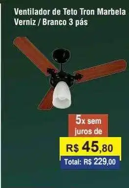 Copercana Ventilador de teto tron marbela verniz branco 3 pás oferta