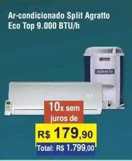 Ar-condicionador split agratto eco top 9.000 btu h