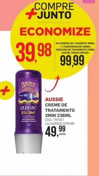 Lojas Rede Aussie creme de tratamento 3min oferta