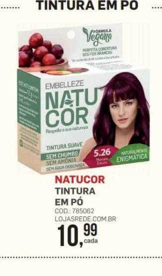 Lojas Rede Natucor tintura em pó oferta