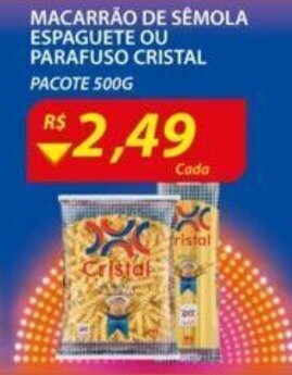 Assaí Atacadista Macarrao de Semola Espaguete ou parafuso Cristal 500g oferta