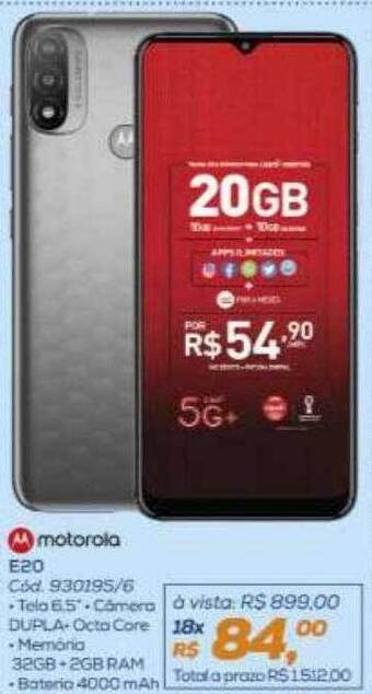 Lojas Colombo Motorola e20 oferta