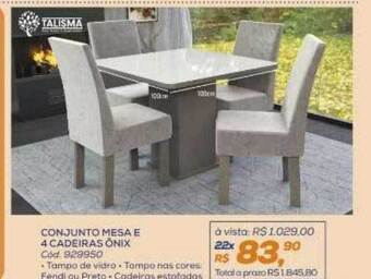 Lojas Colombo Conjunto mesa e 4 cadeiras onix oferta