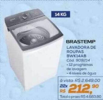 Brastemp lavadora de roupas bwk14ab