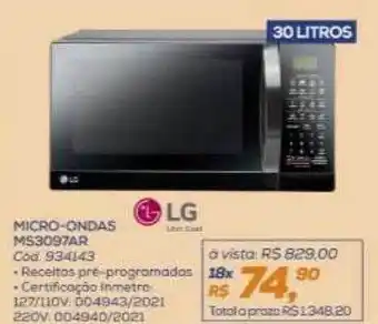 Lojas Colombo Micro-ondas ms3097ar lg oferta
