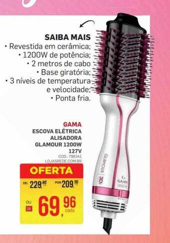 Gama escova elétrica alisadora glamour 1200w 127v