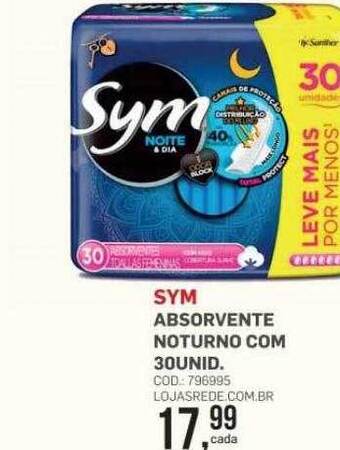 Lojas Rede Sym absorvente noturno oferta