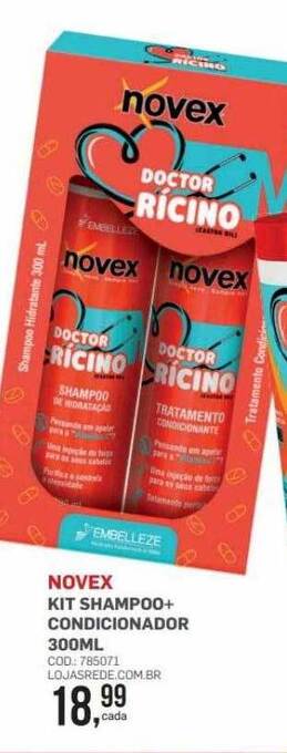 Lojas Rede Novex kit shampoo + condicionador oferta