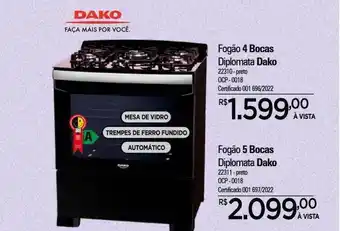 Fogão 4 bocas diplomada dako fogão 5 bocas diplomata dako